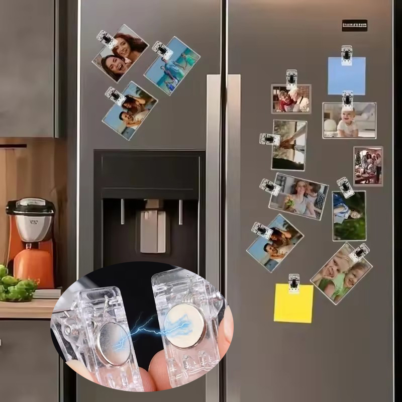 Food Storage Notes - Mini Clips magnétiques en plastique Transparent,