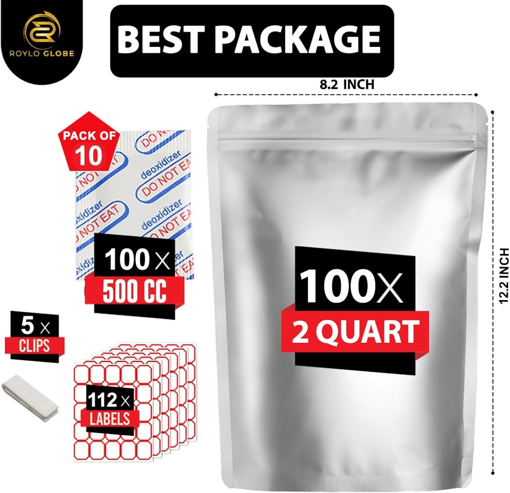 100 sacs en Mylar de 2 quarts  - Food Storage Long Term avis et prix