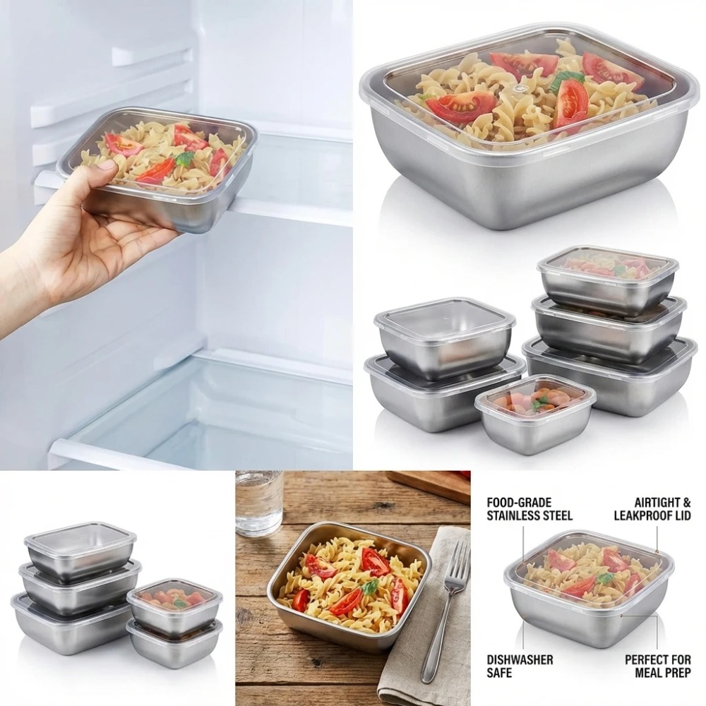 Lot de 6 boîtes de conservatio - Food Storage In Stainless Steel avis et prix