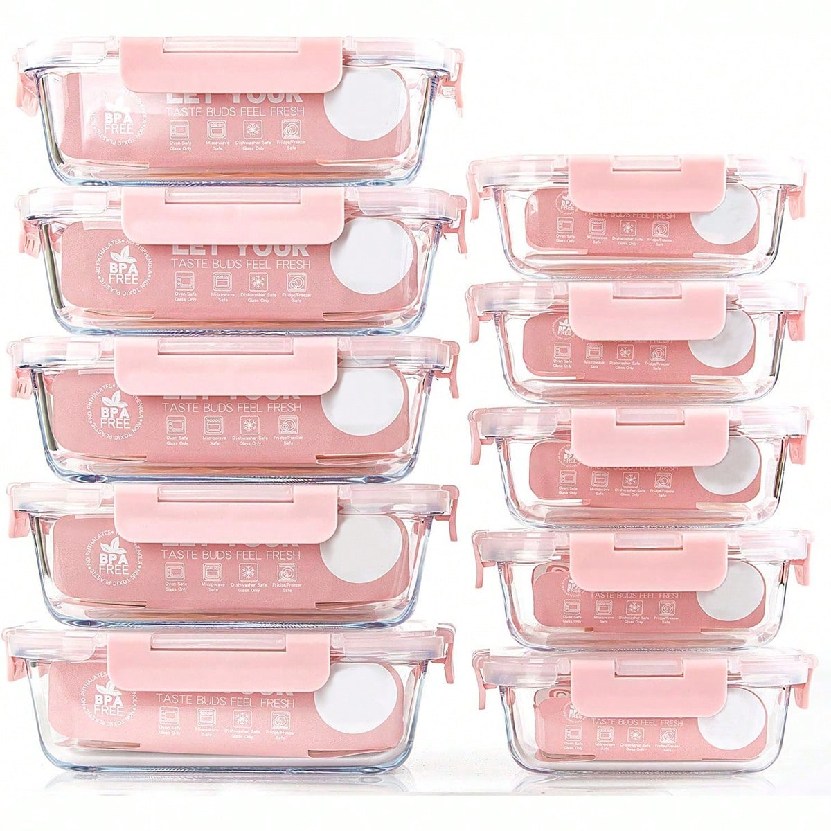 Lot de 10 récipients en verre  - Food Storage Made Easy avis et prix